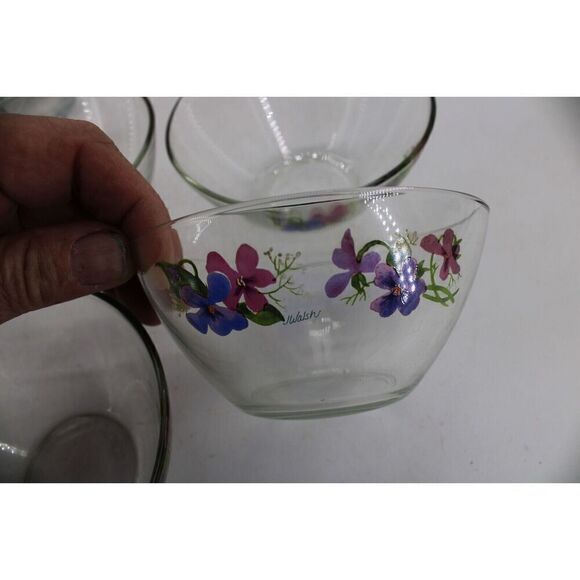 20 pc set of Avon Wild Violets Crystal Clear Glass W/ RARE MATCHING TRAY - Picture 8 of 13